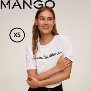 Mango - Ladies, Organic Cotton Embroidered T-Shirt - White. Size:XS. NWT. (1454)